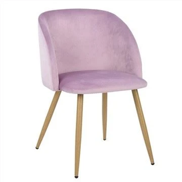 Cadeira de jantar casual com apoio de braço em tecido retrô moderno rosa