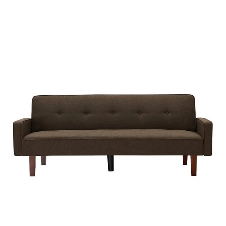 Sofá-cama futon estofado em linho