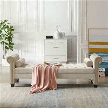 Sofá-cama de braço enrolado de veludo