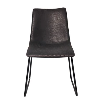 Cadeira de jantar moderna em couro sintético com pernas de metal preto