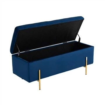 Capa de tecido de veludo azul otomano de armazenamento