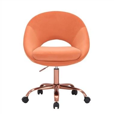 Cadeira de veludo para home office, pernas de metal em ouro rosa